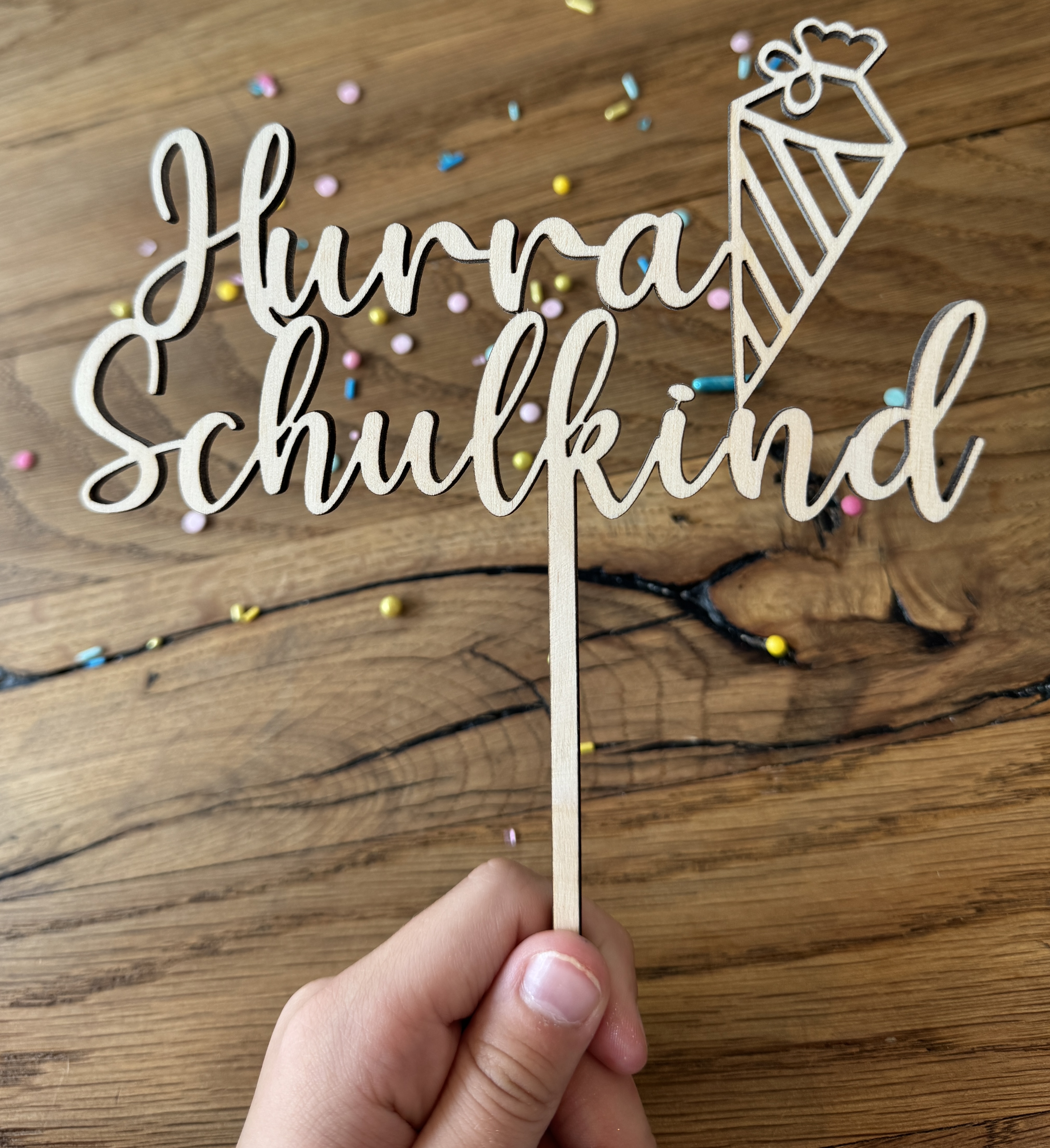 Cake Topper "Hurra Schulkind"