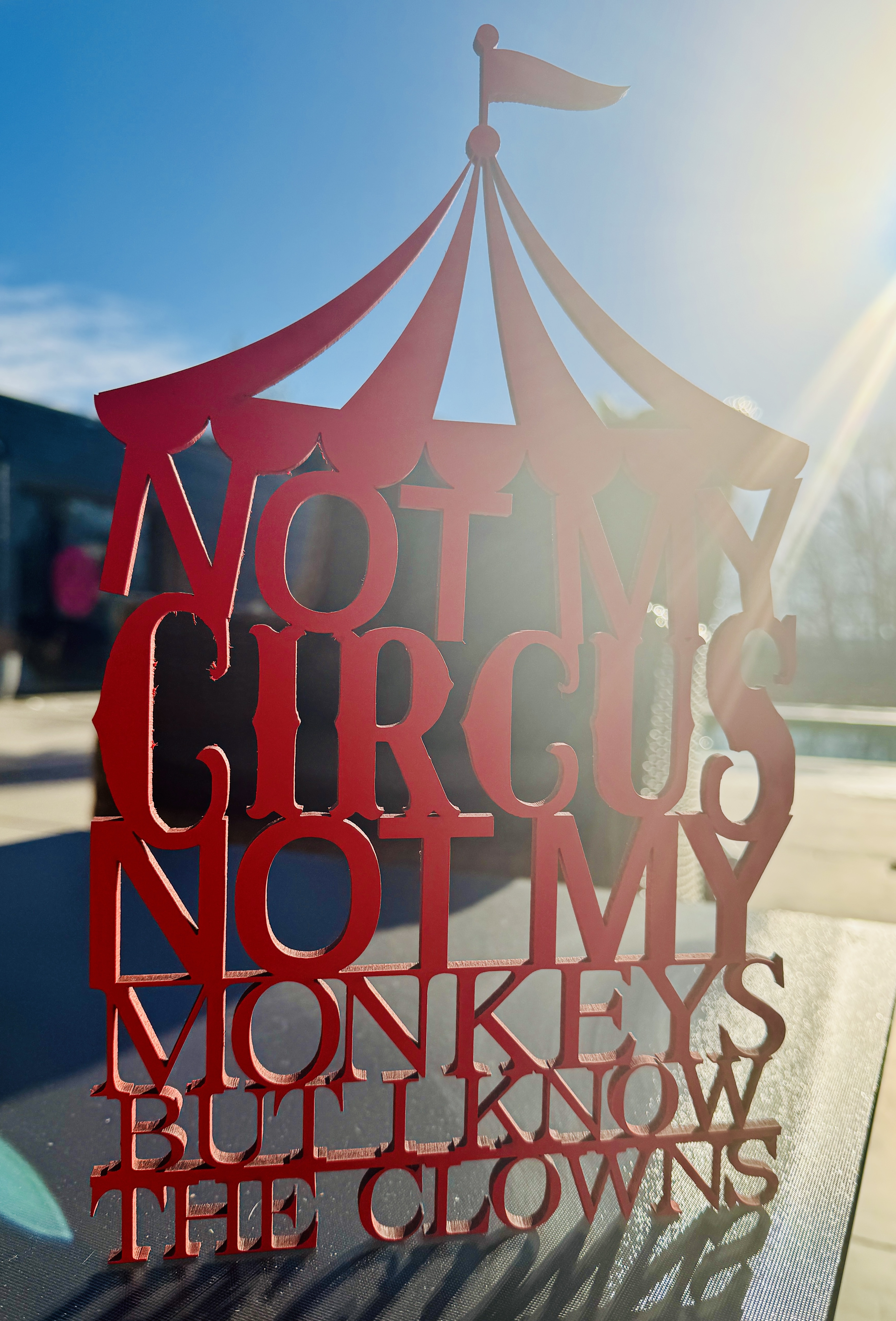 Schriftzug "NOT MY CIRCUS NOT MY MONKEYS..."